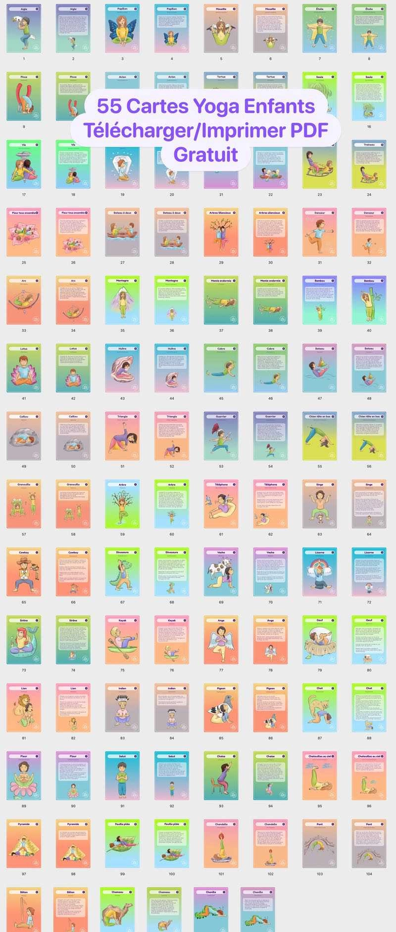 Cartes de yoga pour enfants à imprimer