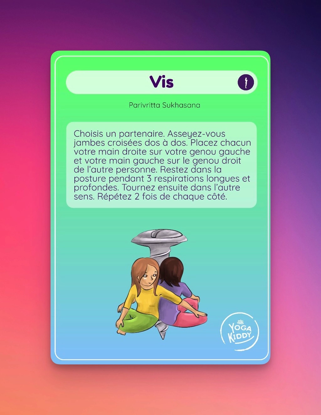 Carte de Yoga Gratuite à Télécharger : Posture de la Vis (Parivritta Sukhasana)