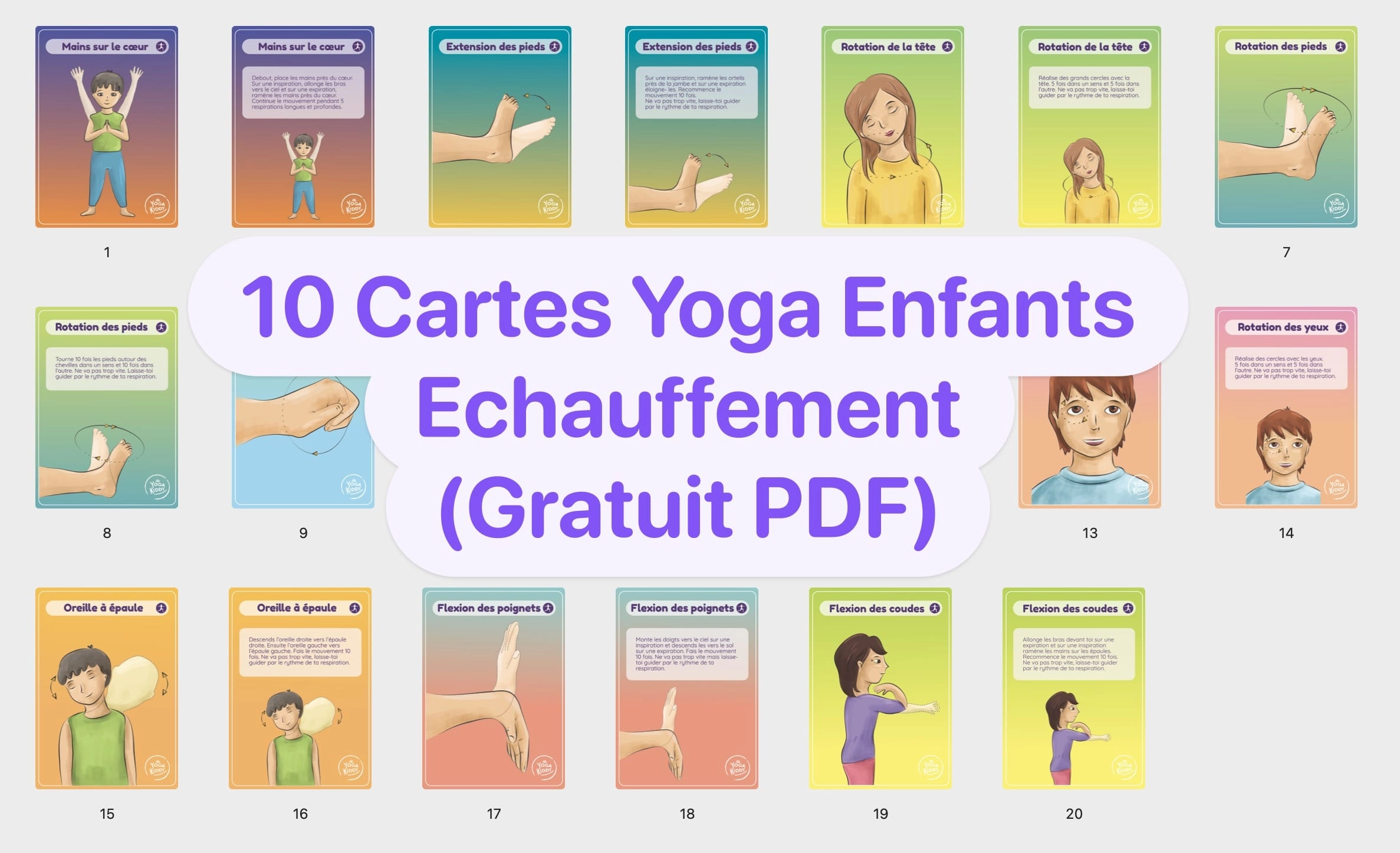 Cartes d'échauffement de yoga pour enfants